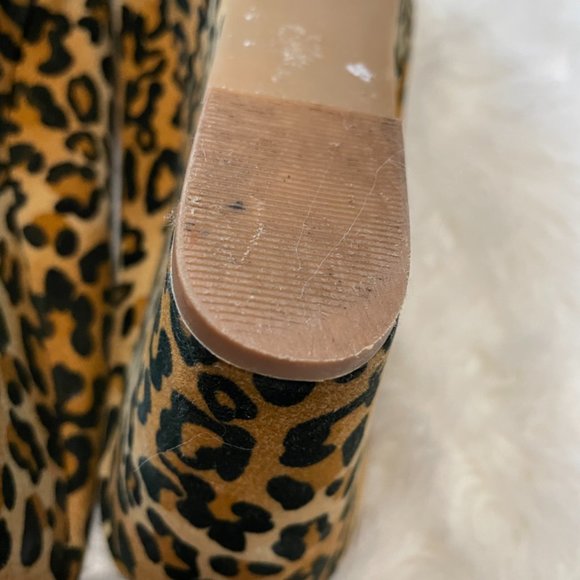Nine West "Dayside" Leopard Fabric Comfortable Slip on peep toe Wedges 10 - Picture 12 of 13
